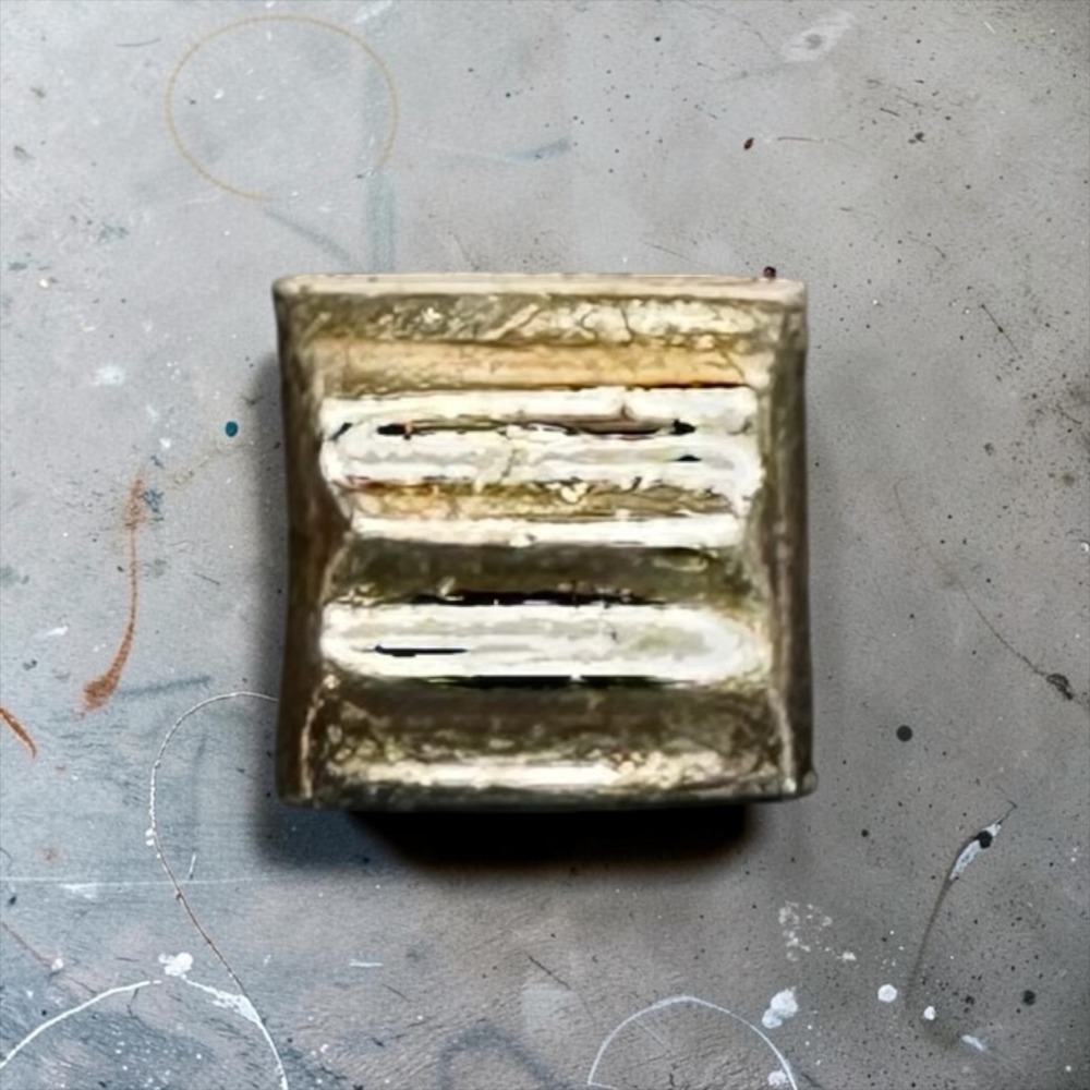 Vintage Silver Tone Geometric‎ Tiered/Ribbed Square Tie Tack Mens Chain Bar